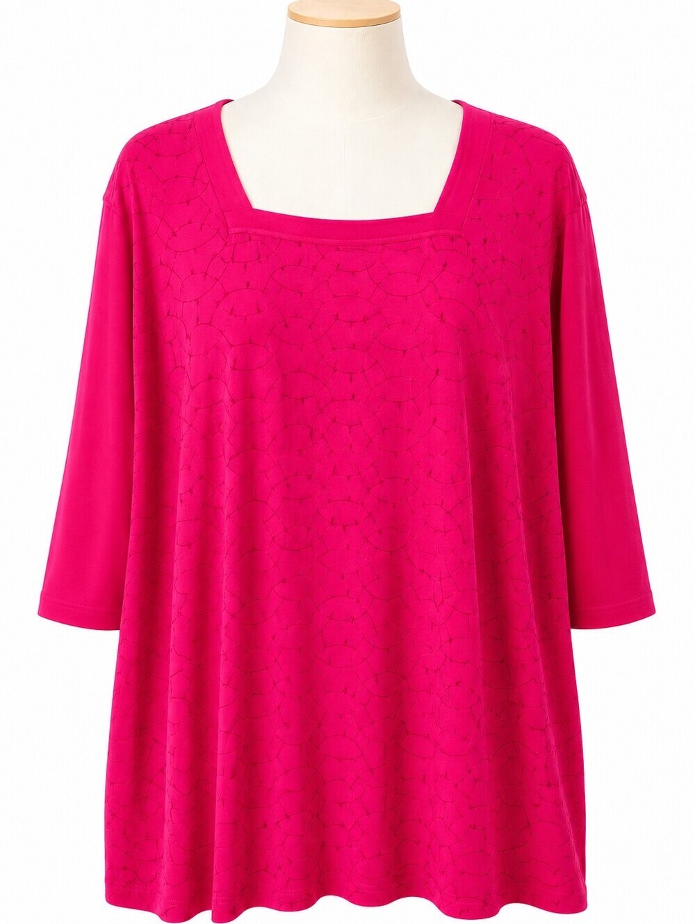 Liz & Me Embroidered Front Dark Pink Square Neck Top Sz 3X 26/28W Casual Work